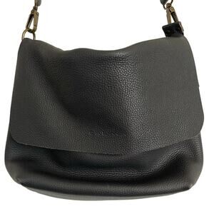 Calma Grey Pebbled Leather Crossbody Bag Handcrafted Casual Purse